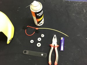 All the necessary things to install the cutaway system.