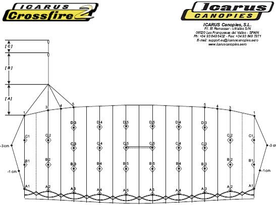 Crossfire2: 2 stabilizer attachment points and 6 D lines