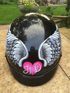 Harley Davidson Motorcycle Helmet painted by Marissa.